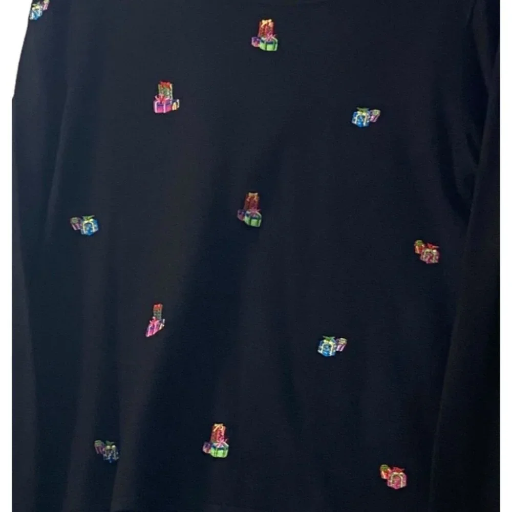 Vtg B. Moss Tailor‎ Black Sweater Women Medium Embroidered Christmas Gifts